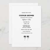 カップル・シャワー白黒シンプルフローラ結婚ズ 招待状 (正面/裏面)