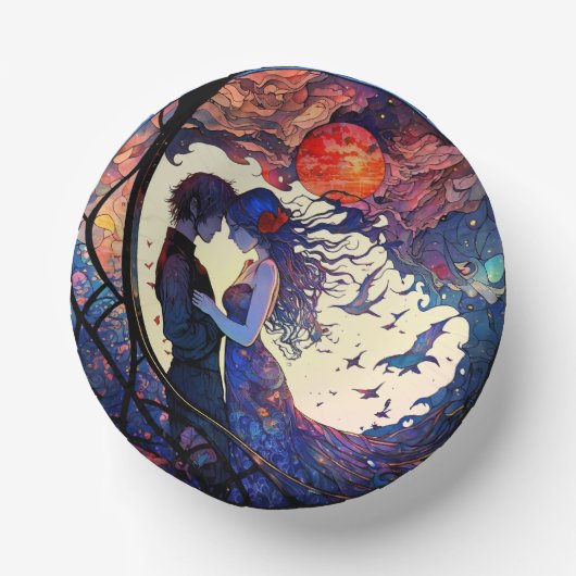 カップル ステンドグラス ペーパーボウル (正面)