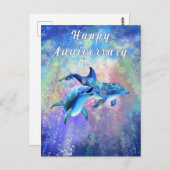 カップル・ドルフィン記念日カード ポストカード (正面/裏面)