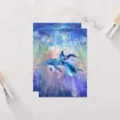 カップル・ドルフィン・バレンタイン・カード カード (正面/裏面インサイチュ)