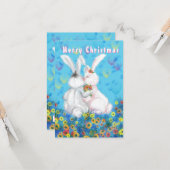 カップル・バニー・ラブのクリスマスカード カード (正面/裏面インサイチュ)