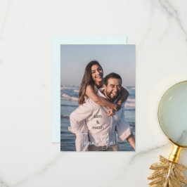 カップル フォト ウェディング アイス ブルー ブランク サンクス サンキューカード