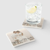 カップル フォト メモリアル ストーンコースター (横)