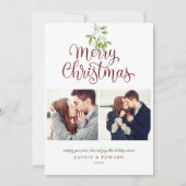 カップル ヤドリギ メリークリスマス 3枚の写真 シーズンカード (正面)