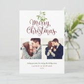 カップル ヤドリギ メリークリスマス 3枚の写真 シーズンカード (スタンド正面)