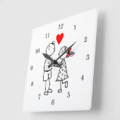 カップル・ラブ・ウォール・クロック スクエア壁時計 (傾斜)