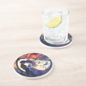 カップル 偽ステンドグラス 砂岩コースター コースター (側面)