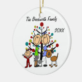 カップル、幼児の女の子、犬、猫の休日のオーナメント セラミックオーナメント (左)