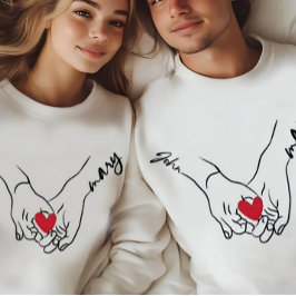 カップル+手をつなぐ+ラブ+ウィメンズTシャツ Tシャツ