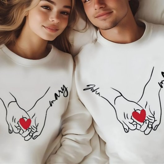 カップル+手をつなぐ+ラブ+ウィメンズTシャツ Tシャツ