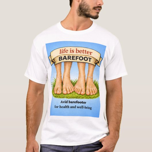 カップル - 裸足の方が人生はもっと楽しい Tシャツ (正面)