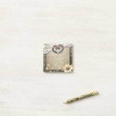 カップル 馬蹄 ハート ラック ヒマワリ 木材 ウェディング ポストイット (デスク上)