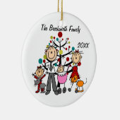 カップル、2人の女の子、2匹の猫の休日のオーナメント セラミックオーナメント (右)
