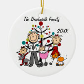 カップル、2人の女の子、2匹の猫の休日のオーナメント セラミックオーナメント (正面)