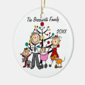 カップル、2人の女の子、2匹の猫の休日のオーナメント セラミックオーナメント (左)