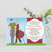 カップル BBQ ウェディングシャワー 招待状 (スタンド正面)