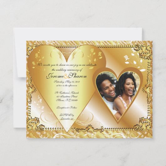 カップル、WeddingInvitTemplatePhoto5、及び、私達invit… 招待状 (正面)