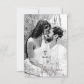 カップルB/W写真と名前の結婚ありが空白のとう サンキューカード (正面)