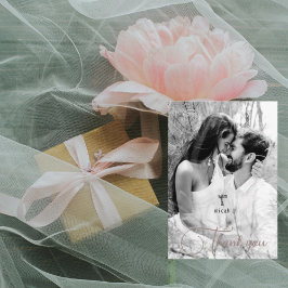 カップルB/W写真と名前の結婚ありが空白のとう サンキューカード