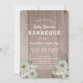 カップルBBQバラ&ウッドベビーシャワー招待状 招待状 (正面)
