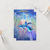 カップルDolphin Valentine's Day CardあなたのQRコード カード (正面/裏面インサイチュ)