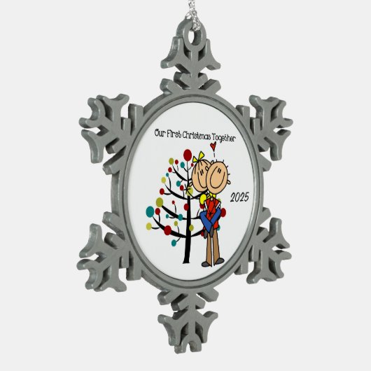 カップルinラブ初めてのクリスマススノーフレークオーナメント スノーフレークピューターオーナメント (左)