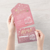 カップルMason Jar文字列ライトピンクのフローラ結婚 オールインワン招待状 (貼ってはがせる)