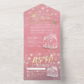 カップルMason Jar文字列ライトピンクのフローラ結婚 オールインワン招待状 (内側)
