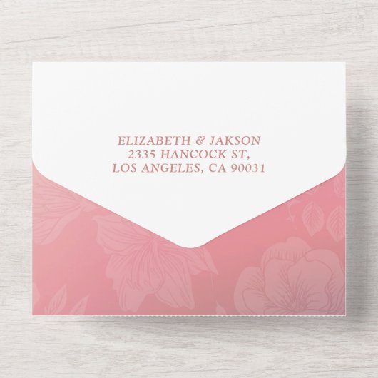 カップルMason Jar文字列ライトピンクのフローラ結婚 オールインワン招待状 (裏面)