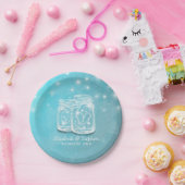 カップルMason Jar文字列ライトブルーフローラ結婚 ペーパープレート (パーティー)