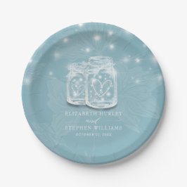 カップルMason Jar文字列ライトブルーフローラ結婚 ペーパープレート
