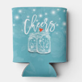 カップルMason Jar文字列ライトブルーフローラ結婚 缶クーラー (裏面)