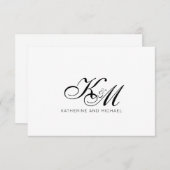 カップルMonogramスクリプトイニシャル名 ノートカード (正面/裏面)