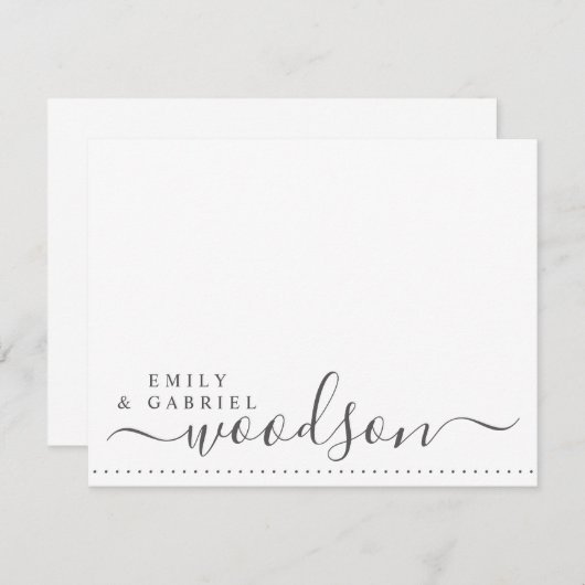 カップルnewlyweds名の結婚モノグラムのスクリプト ノートカード (正面/裏面)