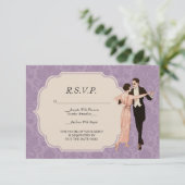 カップルR.S.V.P.カードを踊る20年代のヴィンテージ 出欠カード (スタンド正面)