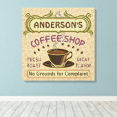 カップ付きコーヒーショップ自分で作るパーソナライズされた キャンバスプリント (インサイチュ (ウッドフロア))