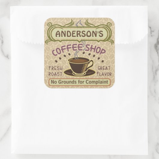 カップ付きコーヒーショップ自分で作るパーソナライズされた スクエアシール (バッグ)