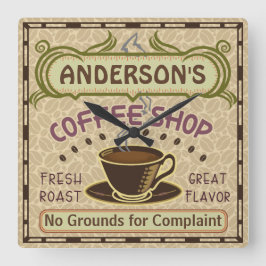 カップ付きコーヒーショップ自分で作るパーソナライズされた スクエア壁時計