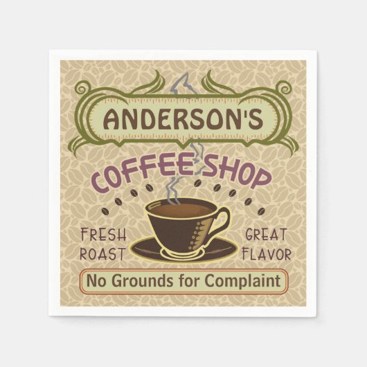 カップ付きコーヒーショップ自分で作るパーソナライズされた スタンダードカクテルナプキン (正面)