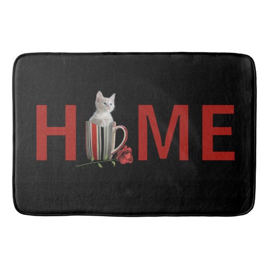 カップ写真文字の可愛い可愛い子モダン猫 バスマット (正面)