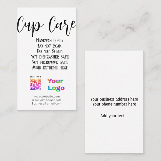 カップ気にの指示の追加ビジネス名のロゴの詳細 名刺 (正面/裏面)