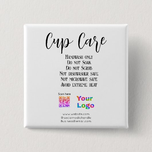 カップ気にの指示の追加ビジネス名のロゴの詳細 缶バッジ (正面)