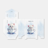 カップ青い花好きボックスの子猫 フェイバーボックス (折り畳みなし)