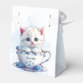 カップ青い花好きボックスの子猫 フェイバーボックス (裏面サイド)