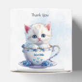 カップ青い花好きボックスの子猫 フェイバーボックス (上部)