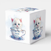 カップ青い花好きボックスの子猫 フェイバーボックス (裏面サイド)