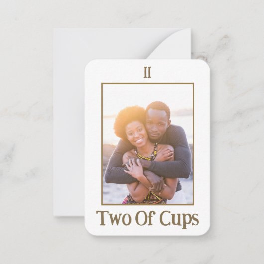 カップ2タロット |金ゴールドミニチュア写真エンクロージャ ノートカード (正面)