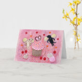 カッモノグラムのプケーキ及びラブラドール誕生日 カード (黄色い花)