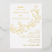 カッ離れキ結婚ング金ゴールド 箔招待状 (正面)