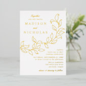 カッ離れキ結婚ング金ゴールド 箔招待状 (立ち正面)